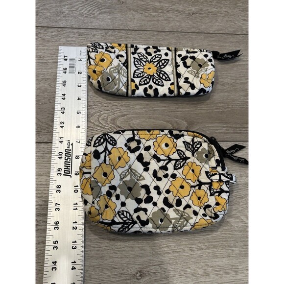 Vera Bradley Go Wild yellow floral leopard satchel tote shoulder bag Makeup Bag - Picture 9 of 9
